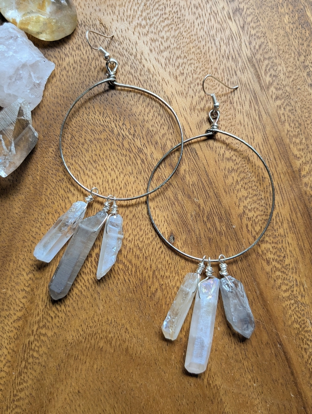 ✨ Quartz Crystal Hoop Earrings - Women Jewelry
